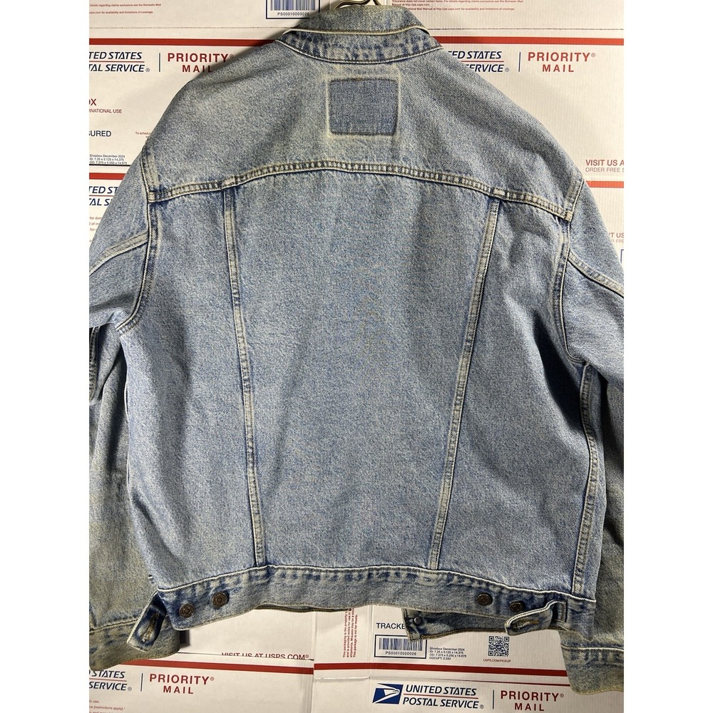 Vintage 90s Levis Denim Mens Sz Med Blue Jean Trucker Jacket Made In USA - Picture 8 of 12